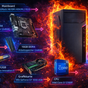 RixxCoreTech - Office-PC - Intel Core i3 - 16GB RAM - 512GB NVMe - Windows 11 Pro